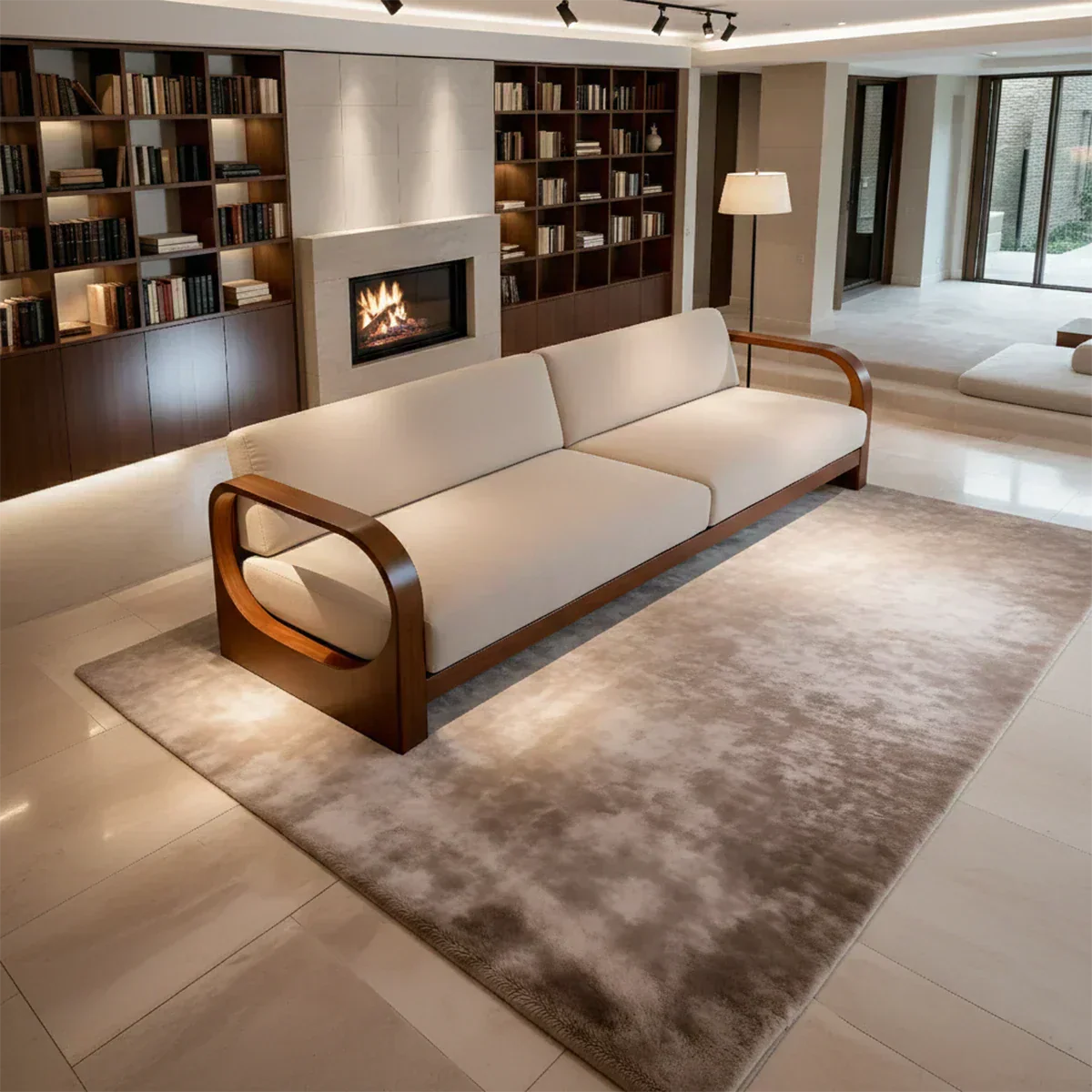 Modern Curved-Arm Cotton Sofa with Solid Wood Frame - Rustiracraft 