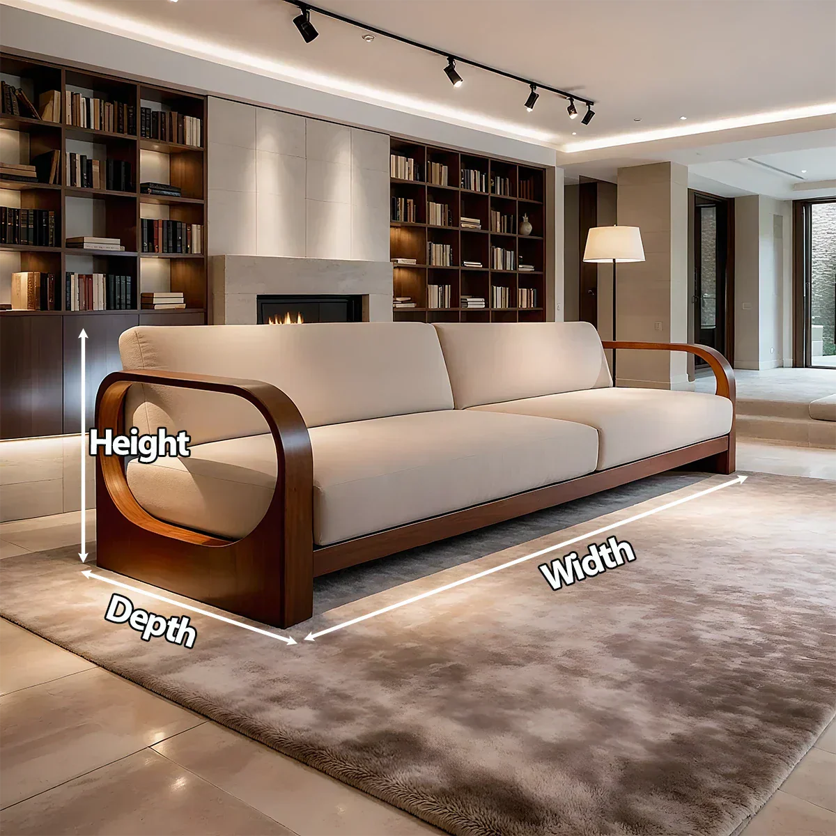 Modern Curved-Arm Cotton Sofa with Solid Wood Frame - Rustiracraft 
