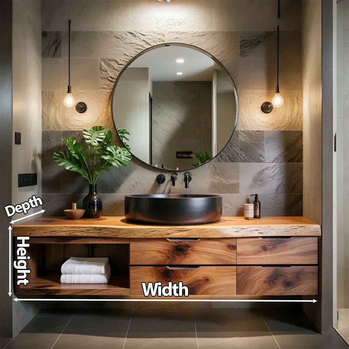 Modern Floating Natural Solid Wood Bathroom Vanity - Rustiracraft