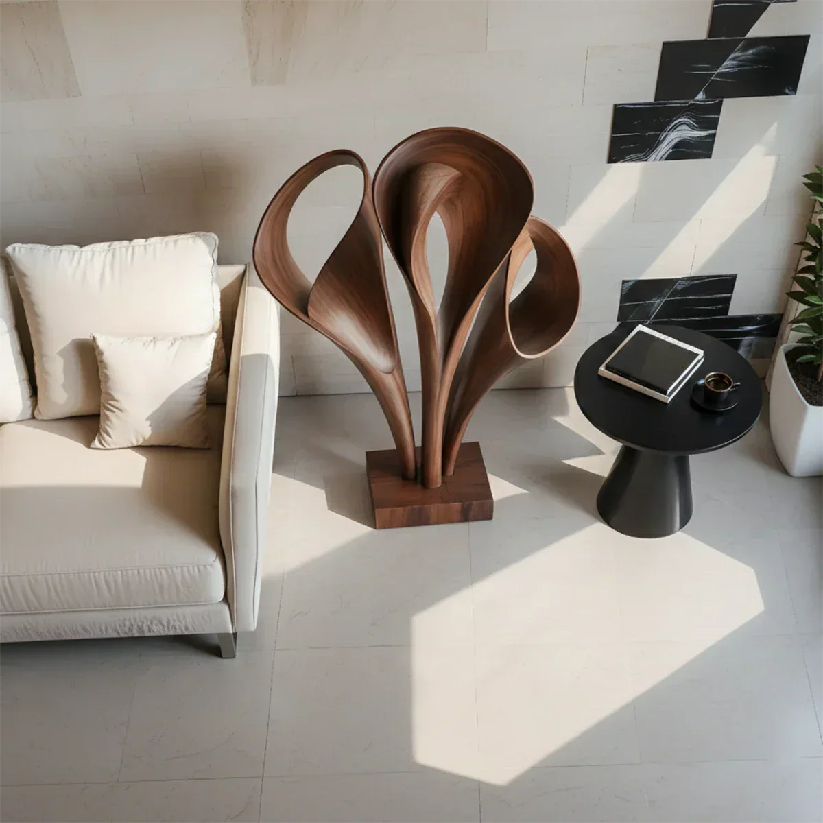 Modern Petal-Form Abstract Sculpture for Artistic Interiors - Rustiracraft