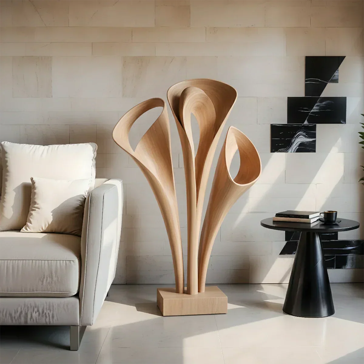 Modern Petal-Form Abstract Sculpture for Artistic Interiors - Rustiracraft