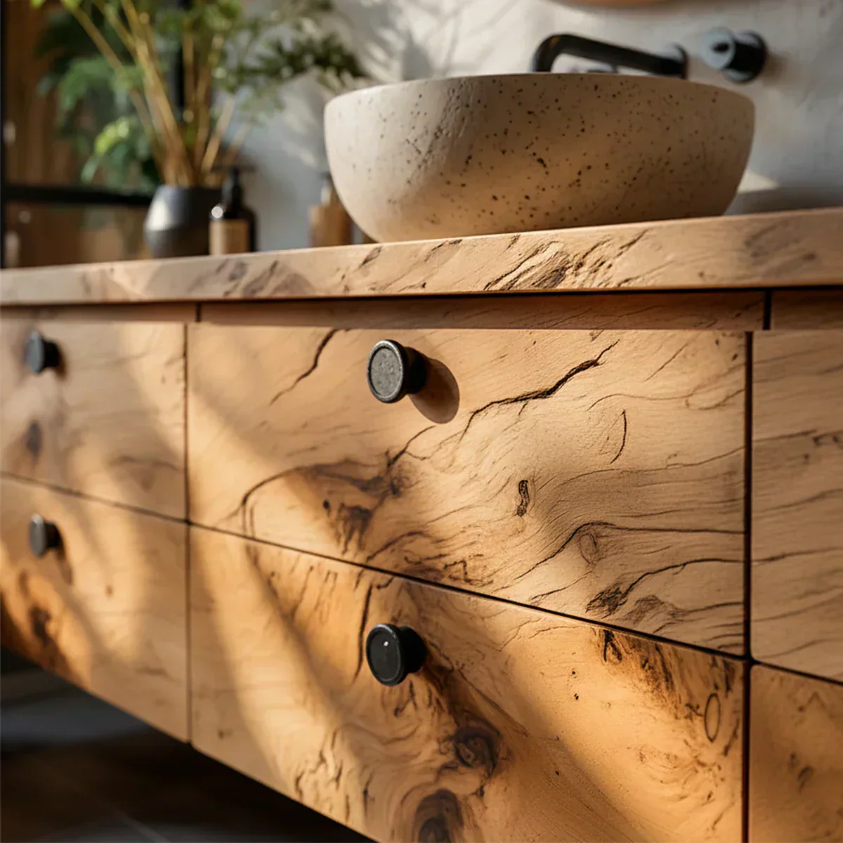 Natural Knotted Wood Floating Vanity - Rustiracraft 