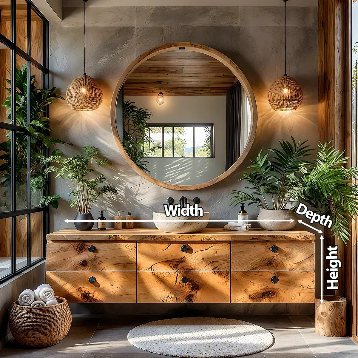 Natural Knotted Wood Floating Vanity - Rustiracraft 