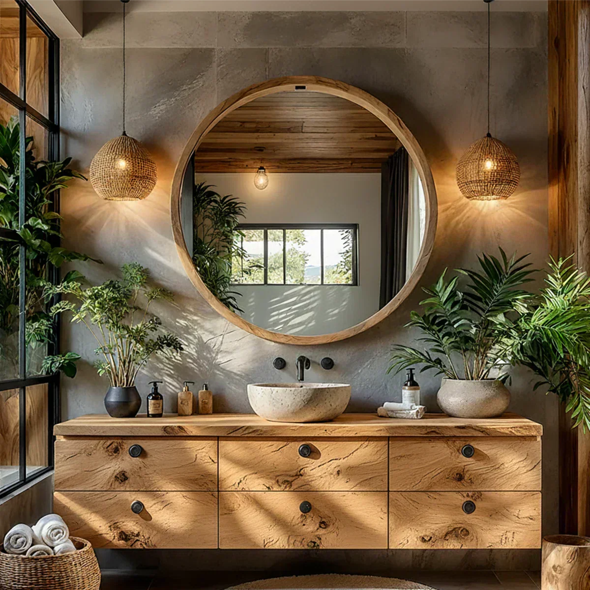 Natural Knotted Wood Floating Vanity - Rustiracraft 