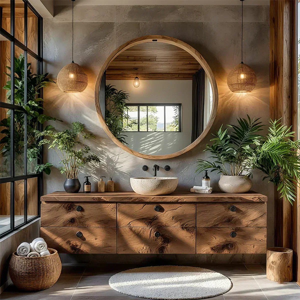 Natural Knotted Wood Floating Vanity - Rustiracraft 