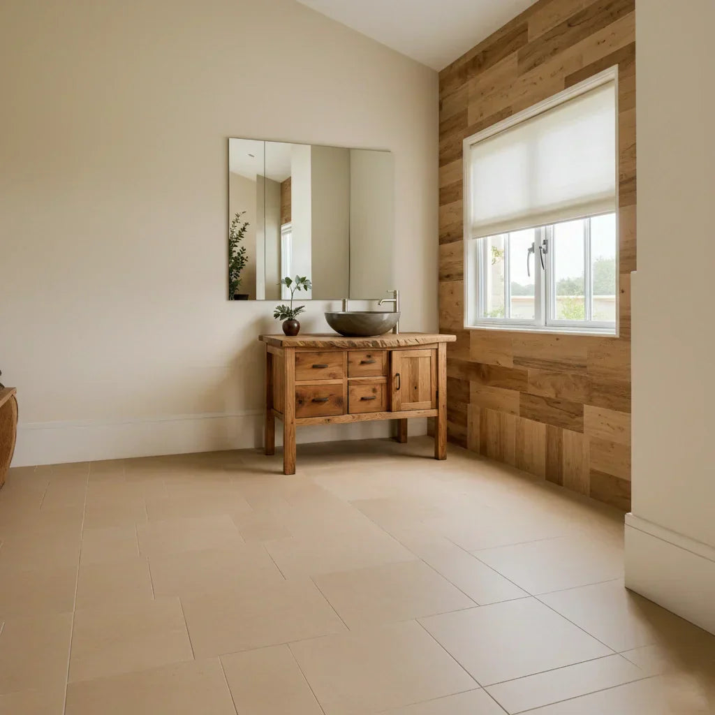 Natural Solid Wood Bathroom Vanity with Drawers & Cabinet — Handcrafted Wabi Sabi Design - Rustiracraft 