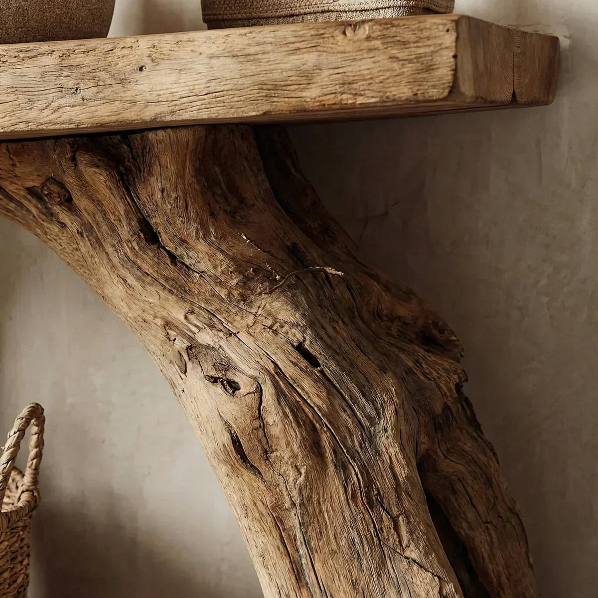 Natural Solid Wood Bathroom Vanity with Sculpted Root Base - Rustiracraft