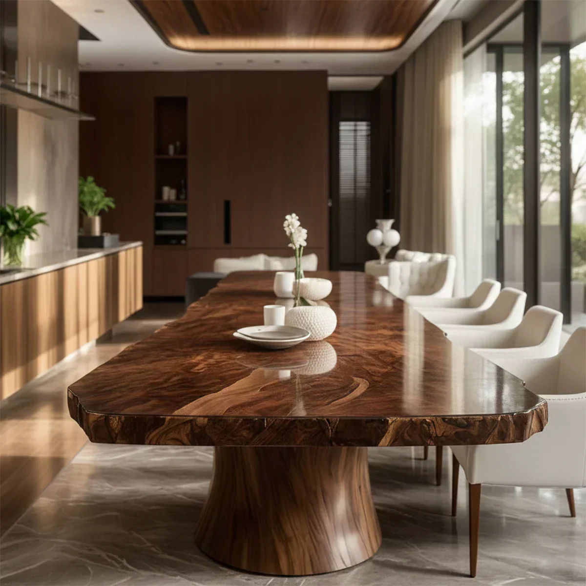 Natural Solid Wood Dining Table in Contemporary Luxury Style - Rustiracraft 