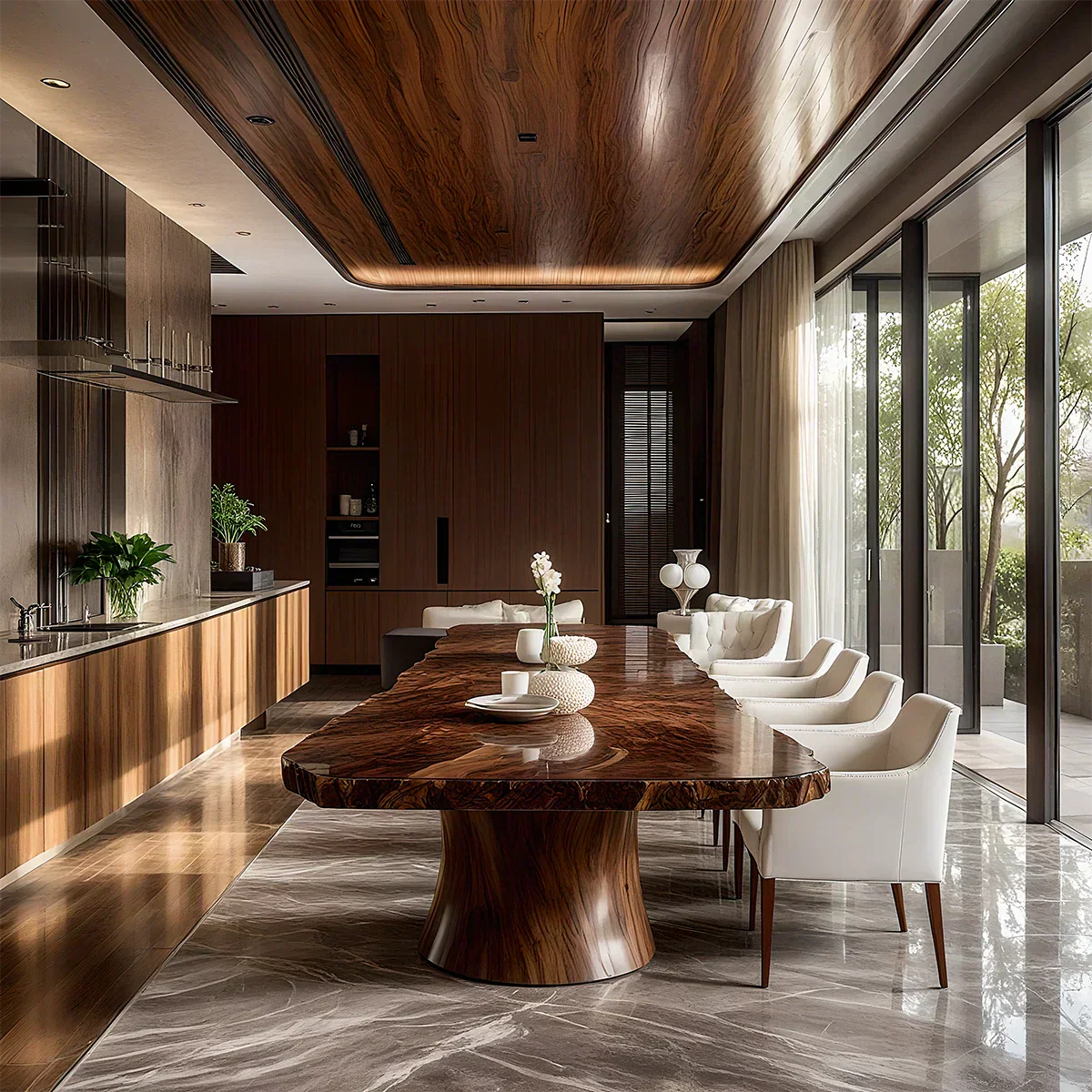 Natural Solid Wood Dining Table in Contemporary Luxury Style - Rustiracraft 
