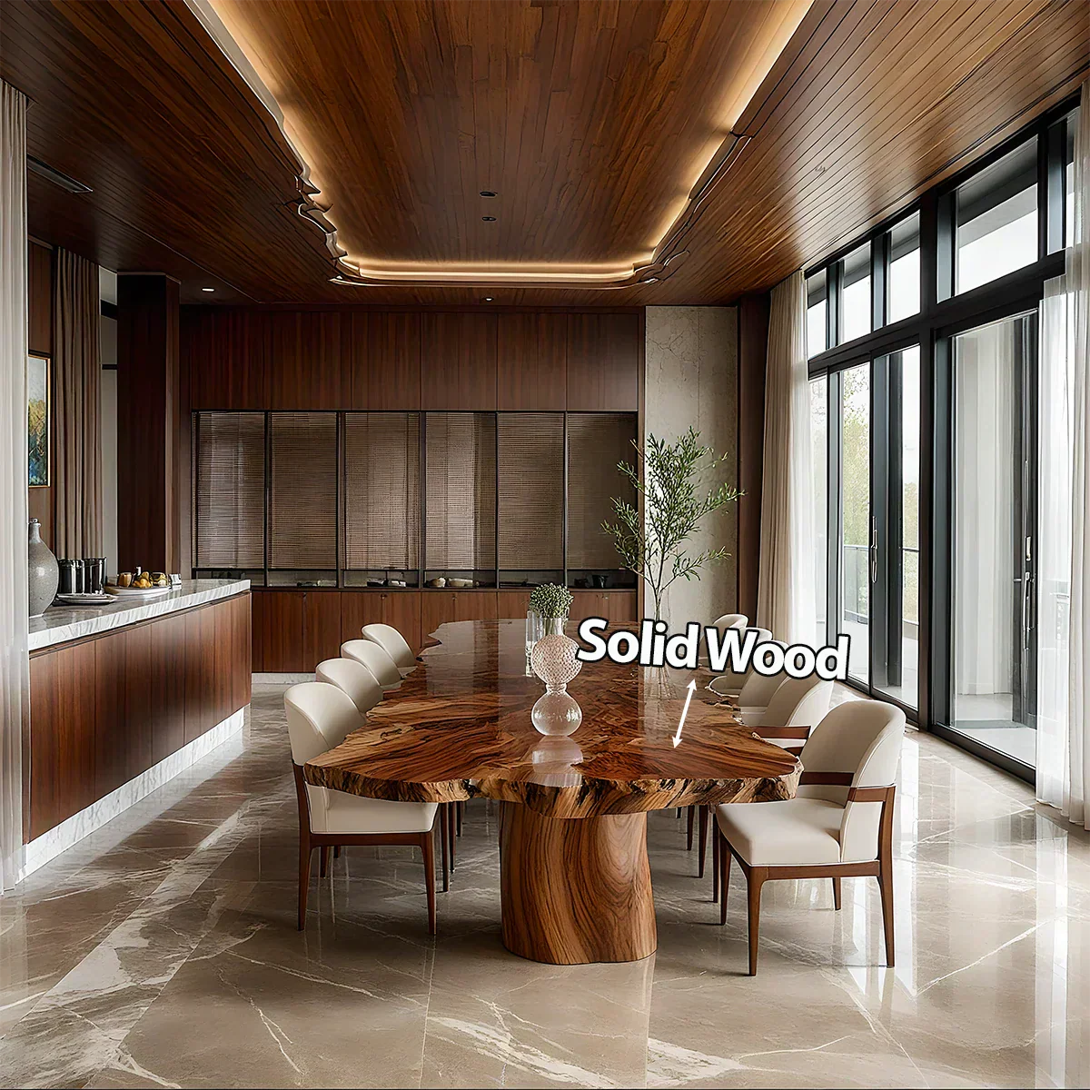 Natural Solid Wood Dining Table in Modern Luxury Style - Rustiracraft 