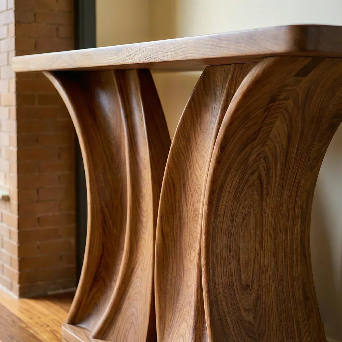 Natural Solid Wood Dual-Sculpt Form Console Table in Modern Luxury Style - Rustiracraft