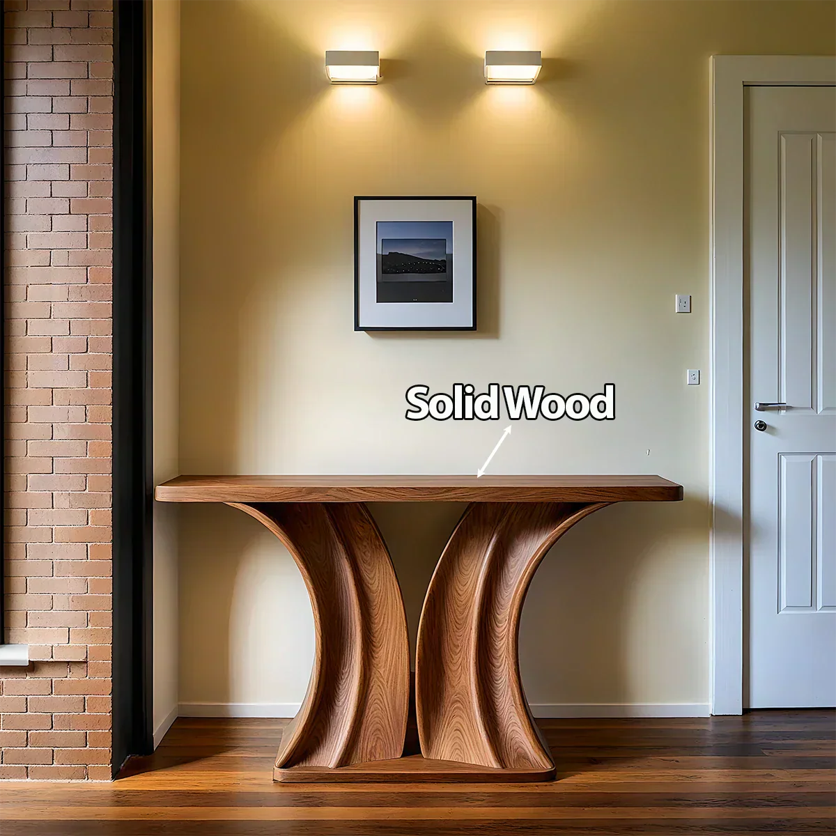 Natural Solid Wood Dual-Sculpt Form Console Table in Modern Luxury Style - Rustiracraft