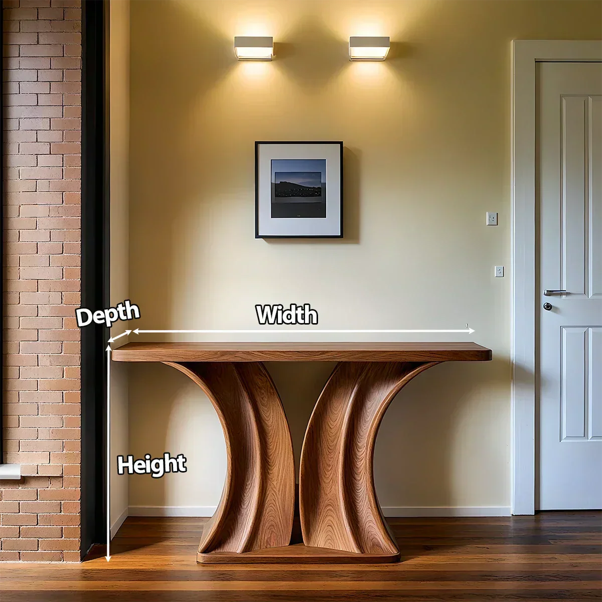 Natural Solid Wood Dual-Sculpt Form Console Table in Modern Luxury Style - Rustiracraft