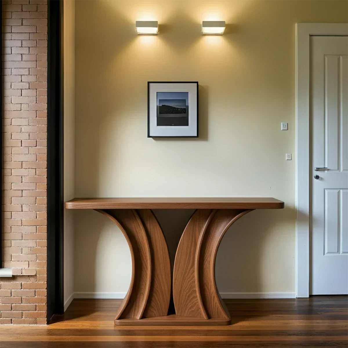 Natural Solid Wood Dual-Sculpt Form Console Table in Modern Luxury Style - Rustiracraft