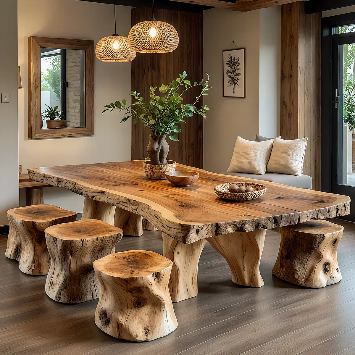 Natural Solid Wood Live-Edge Dining Table - Rustiracraft 