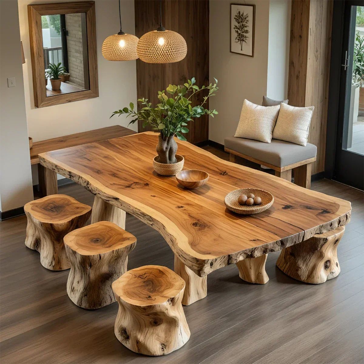Natural Solid Wood Live-Edge Dining Table - Rustiracraft 