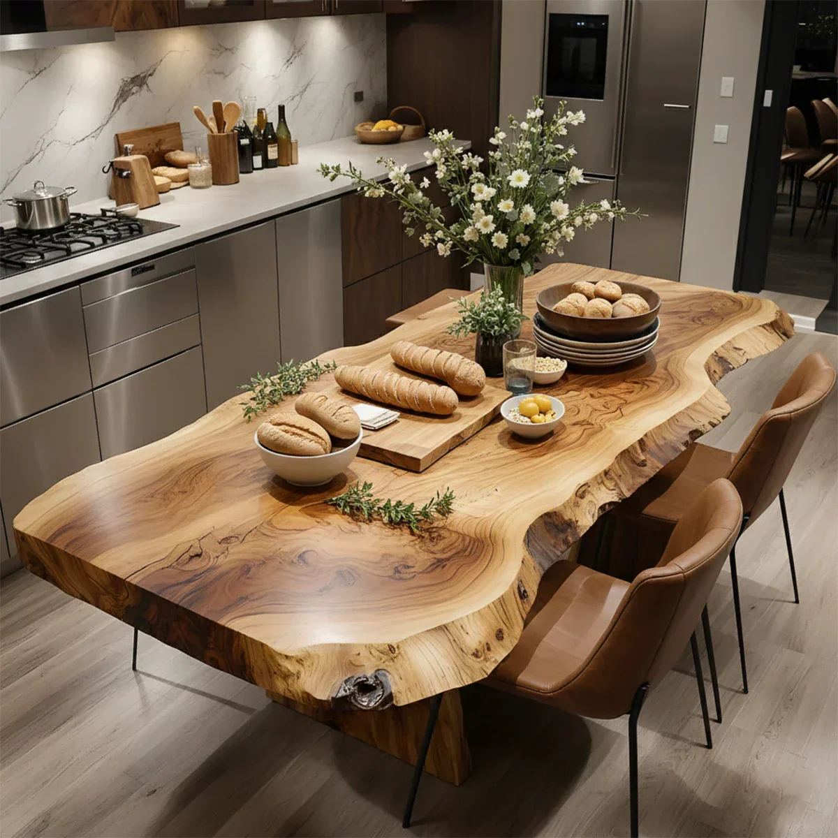 Natural Solid Wood Live-Edge Dining Table - Rustiracraft 