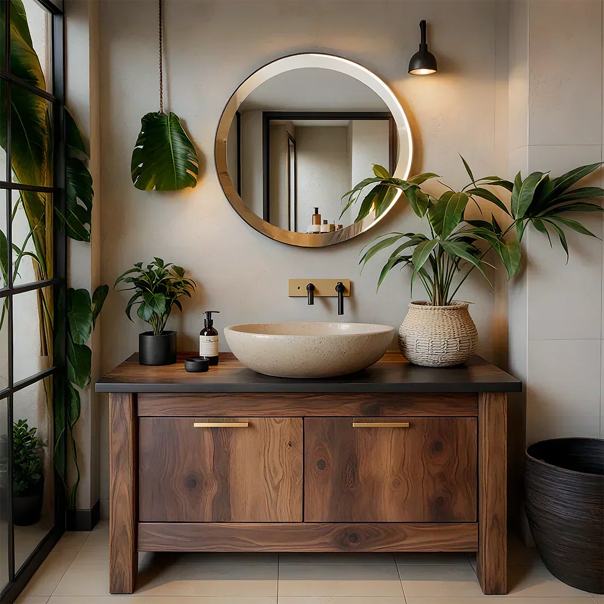Natural Solid Wood Vanity with Convenient Drawers - Rustiracraft 