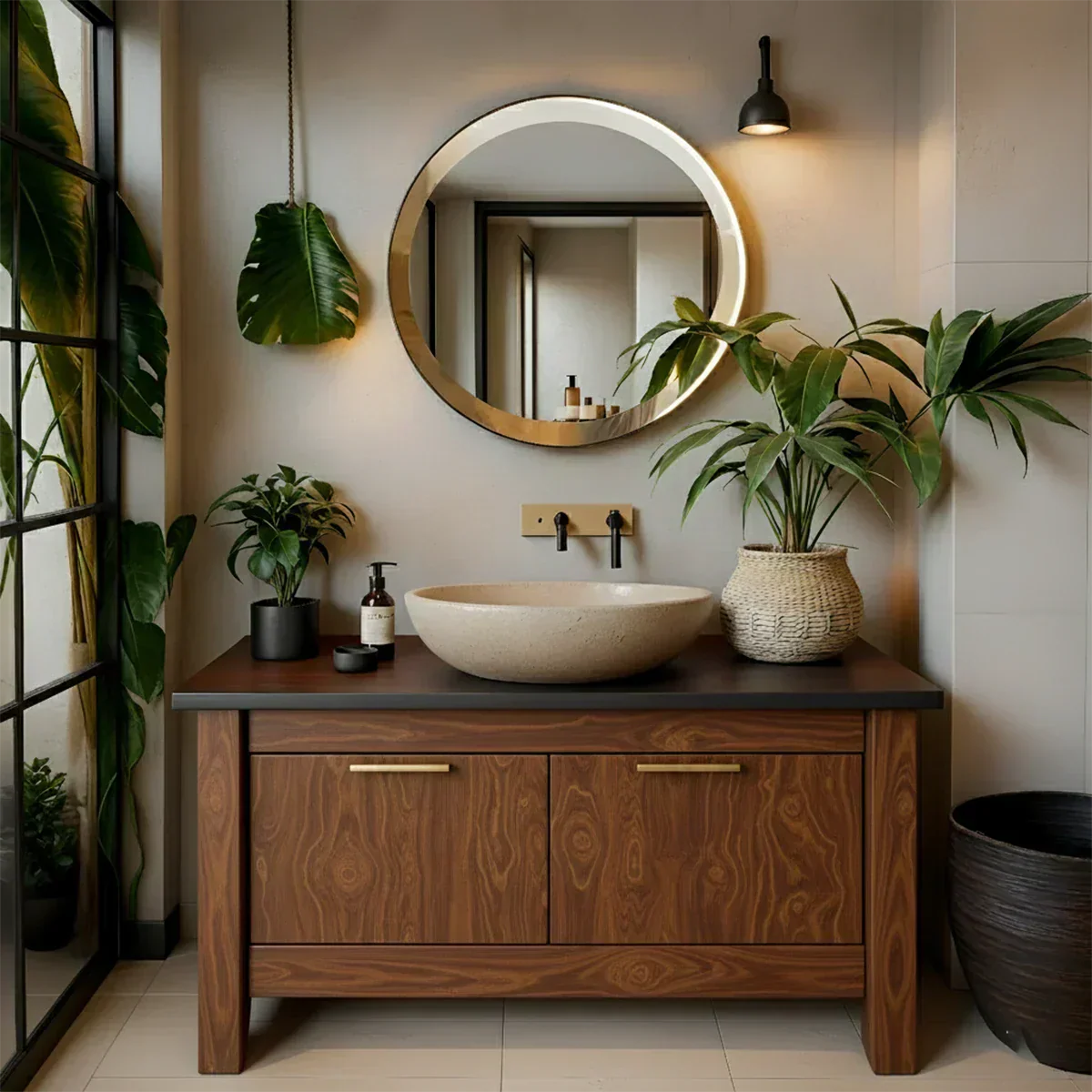 Natural Solid Wood Vanity with Convenient Drawers - Rustiracraft 