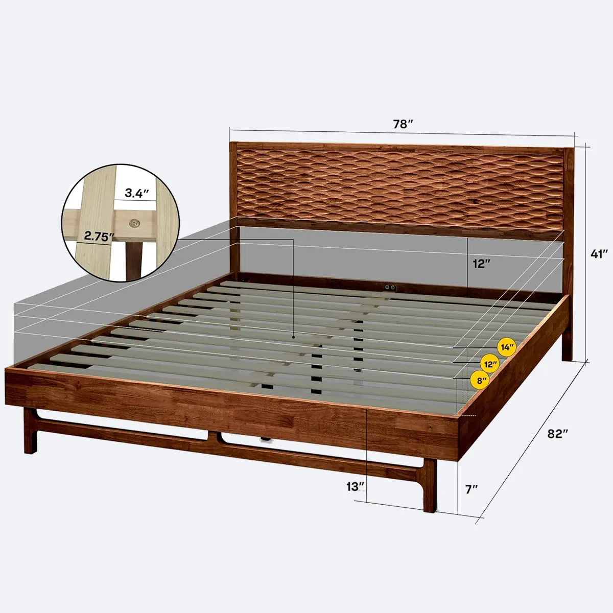 Natural Wood Bed Modern Design - Sturdy, Luxurious - Rustiracraft 