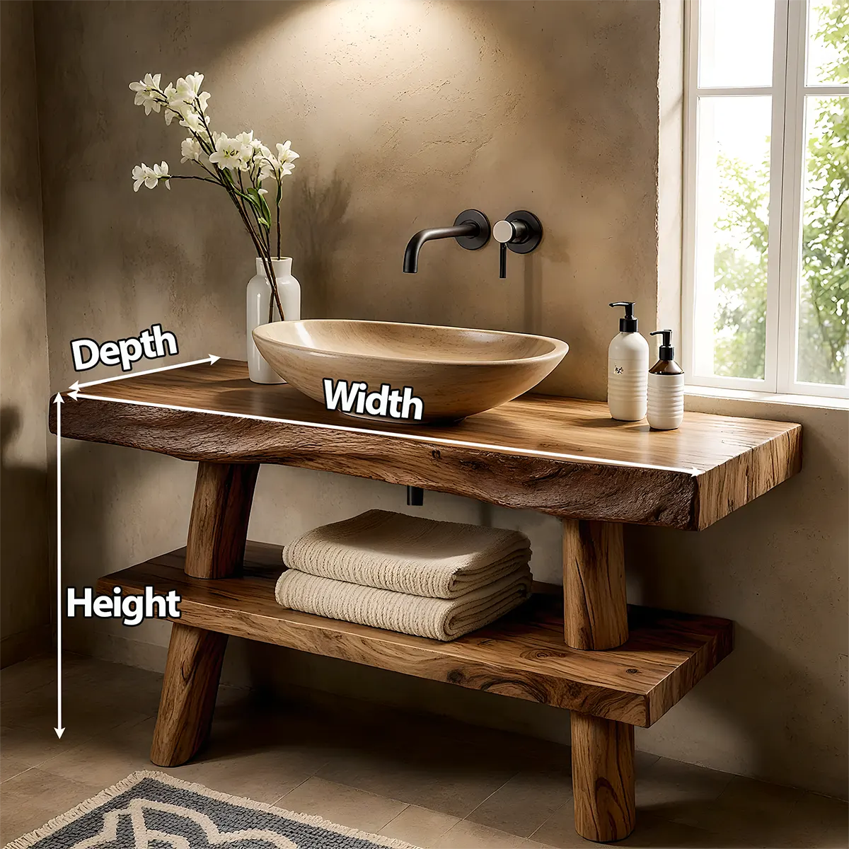 Natureline Oak Vanity – Solid Wood Rustic Bathroom - Rustiracraft 