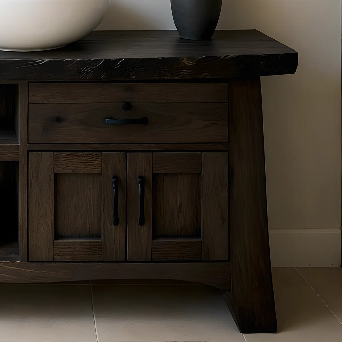 NoirOak Vanity – Rustic Solid Wood Bathroom Cabinet - Rustiracraft 