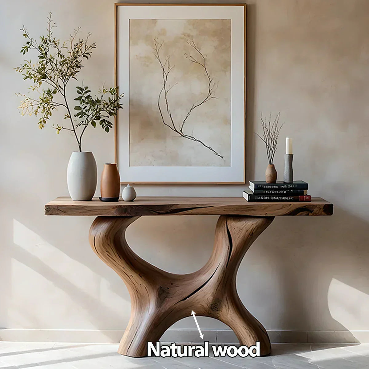 Organic Curved Solid Wood Console Table – Sculptural Minimalist Table - Rustiracraft 