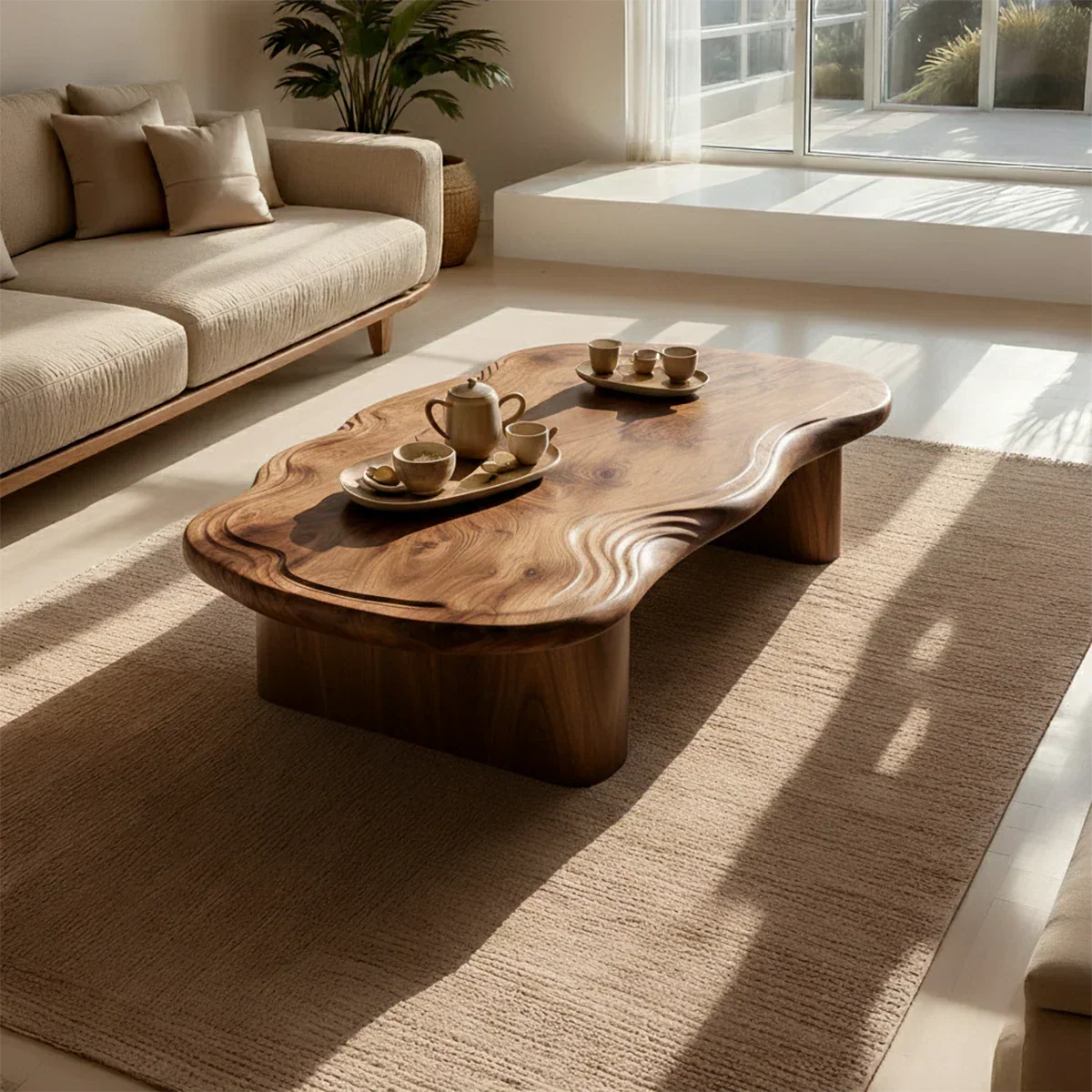 Organic Live Edge Coffee Table – Natural Wood Center Table for Modern Living Room - Rustiracraft