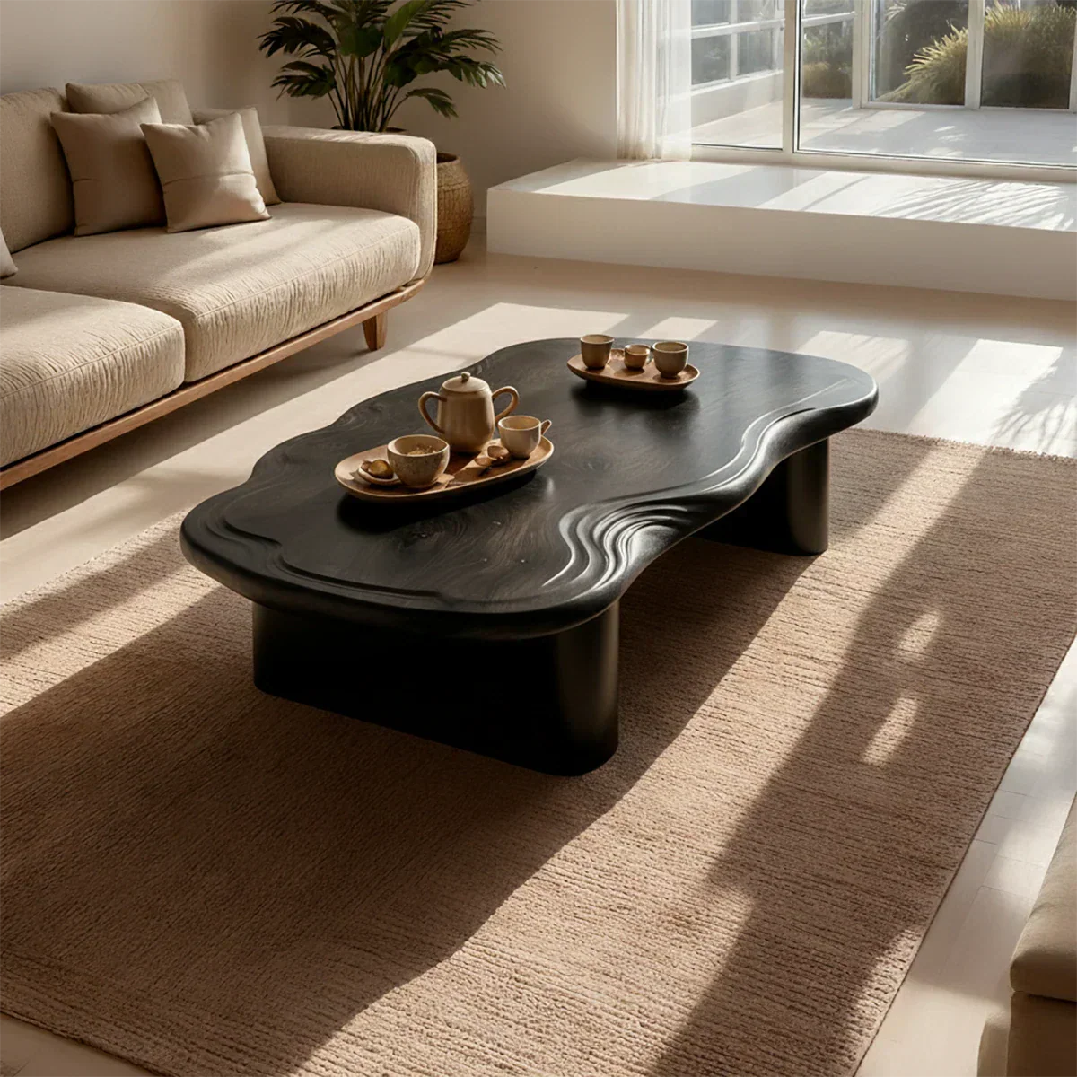 Organic Live Edge Coffee Table – Natural Wood Center Table for Modern Living Room - Rustiracraft