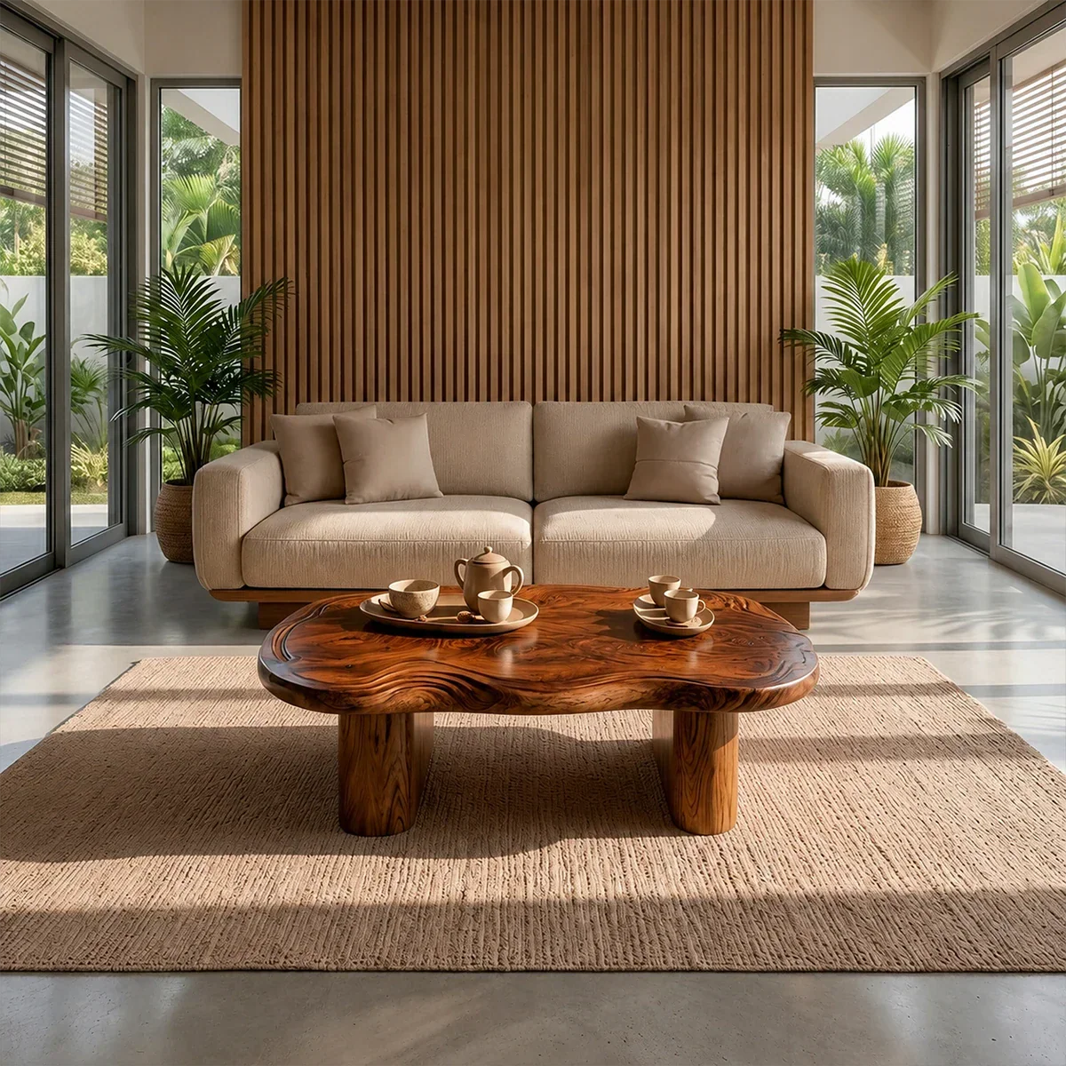 Organic Live Edge Coffee Table – Natural Wood Center Table for Modern Living Room - Rustiracraft
