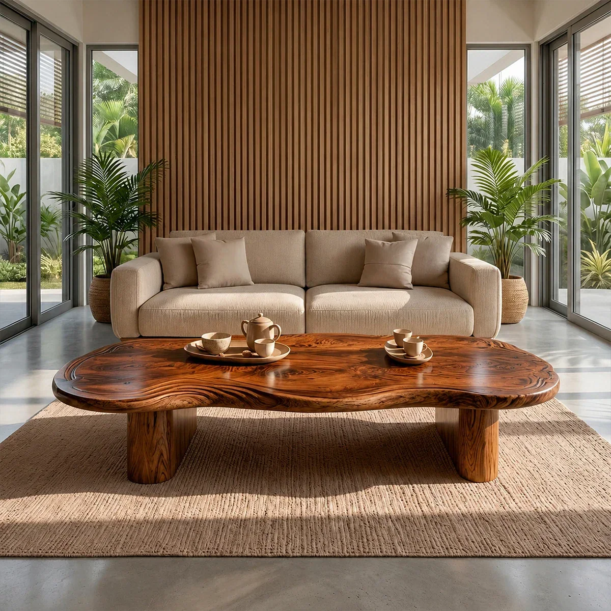Organic Live Edge Coffee Table – Natural Wood Center Table for Modern Living Room - Rustiracraft