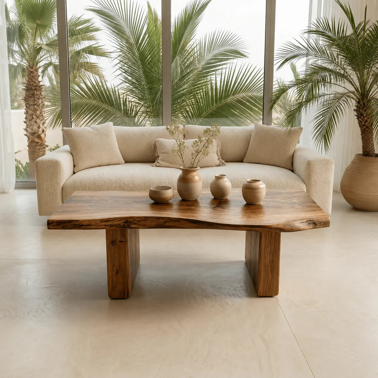 Organic Live Edge Coffee Table with Thick Slab Top in Natural Solid Wood - Rustiracraft