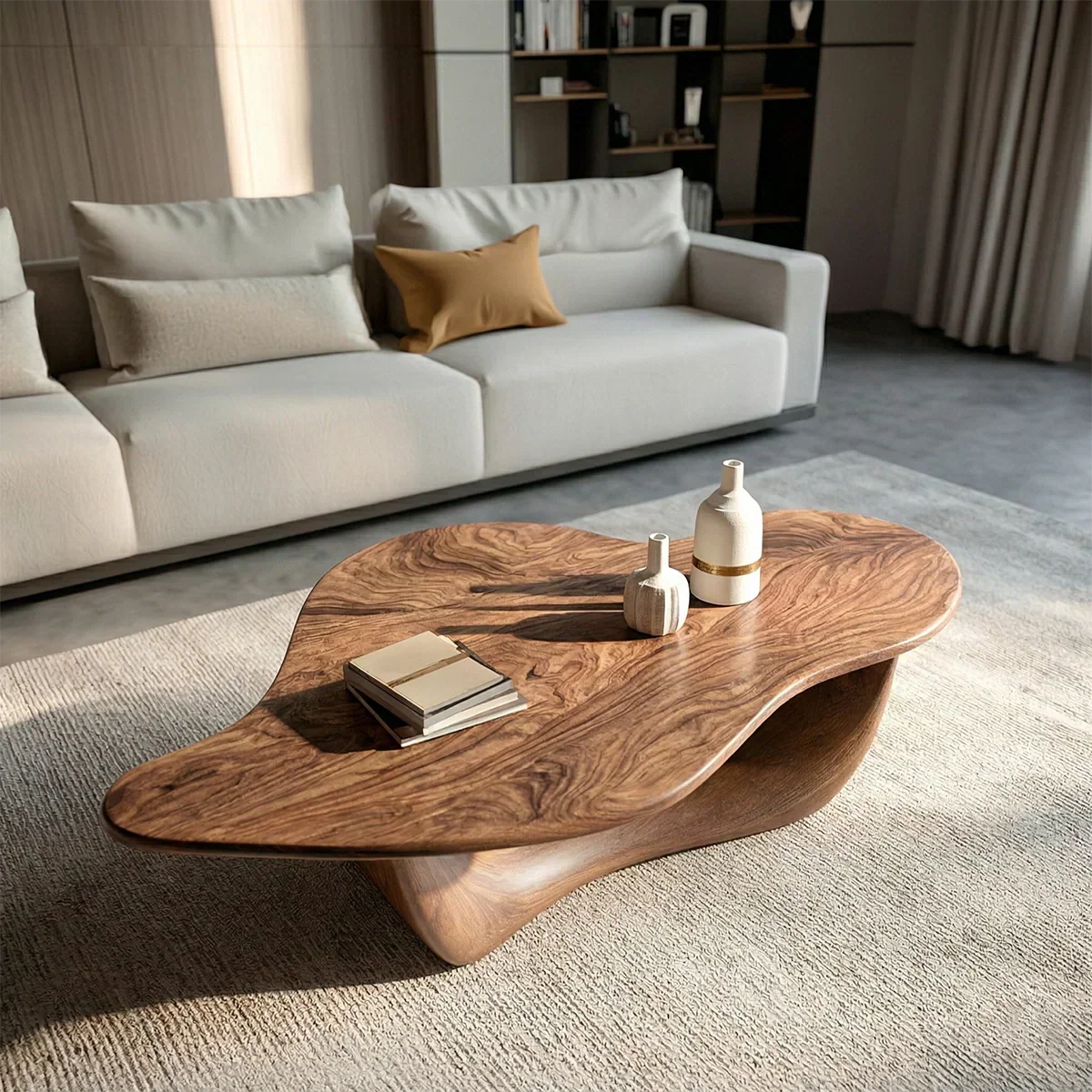 Organic Loop Sculptural Coffee Table in Natural Solid Wood - Rustiracraft