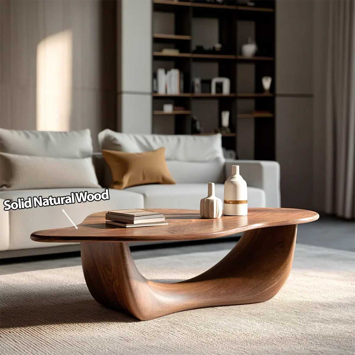Organic Loop Sculptural Coffee Table in Natural Solid Wood - Rustiracraft