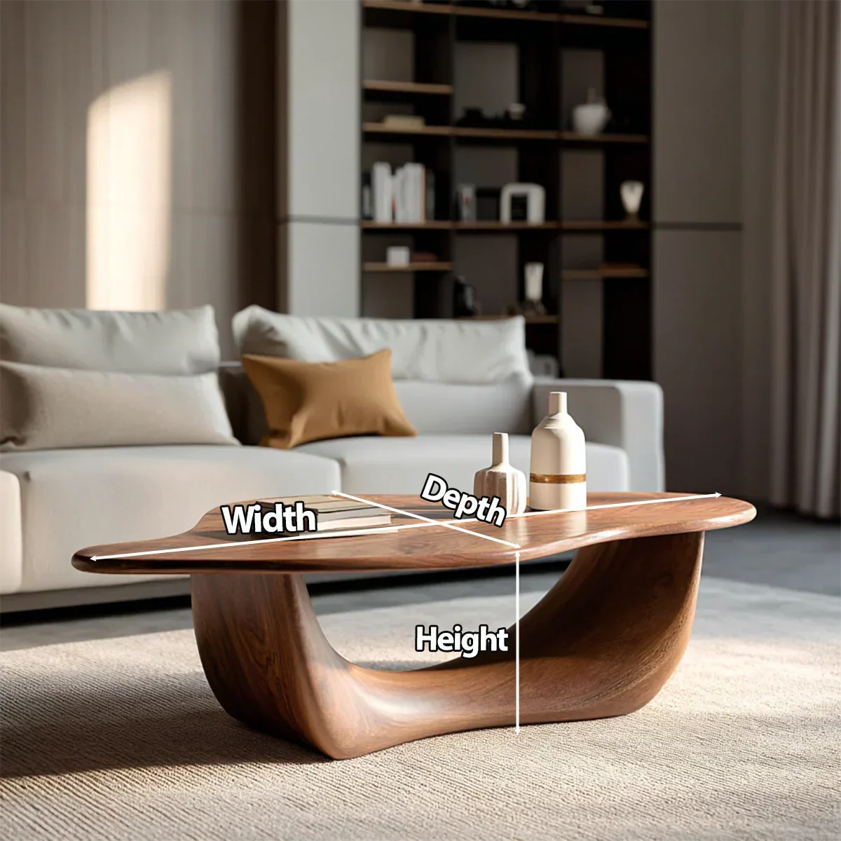 Organic Loop Sculptural Coffee Table in Natural Solid Wood - Rustiracraft