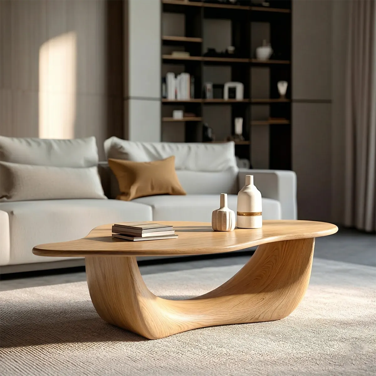 Organic Loop Sculptural Coffee Table in Natural Solid Wood - Rustiracraft