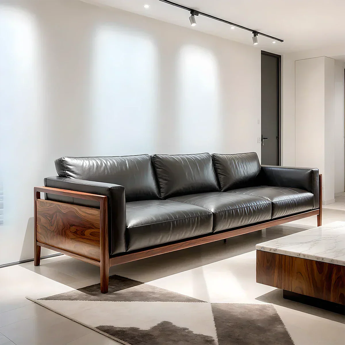 Premium Leather Sofa – Modern Minimalist Design - Rustiracraft 