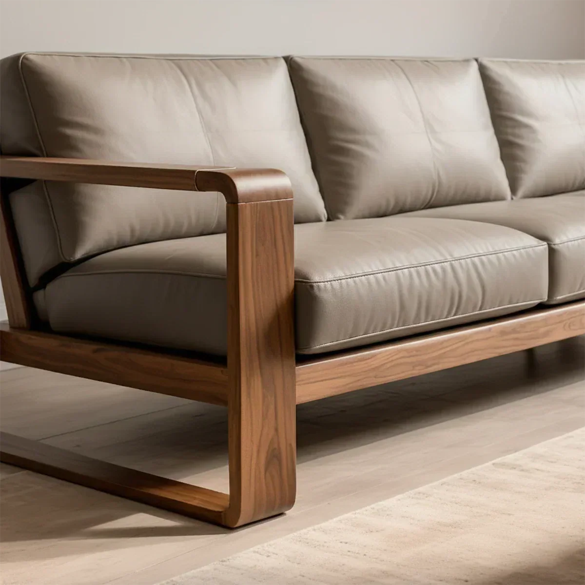 Premium Leather Sofa – Solid Wood Frame, Modern Contemporary Style - Rustiracraft 