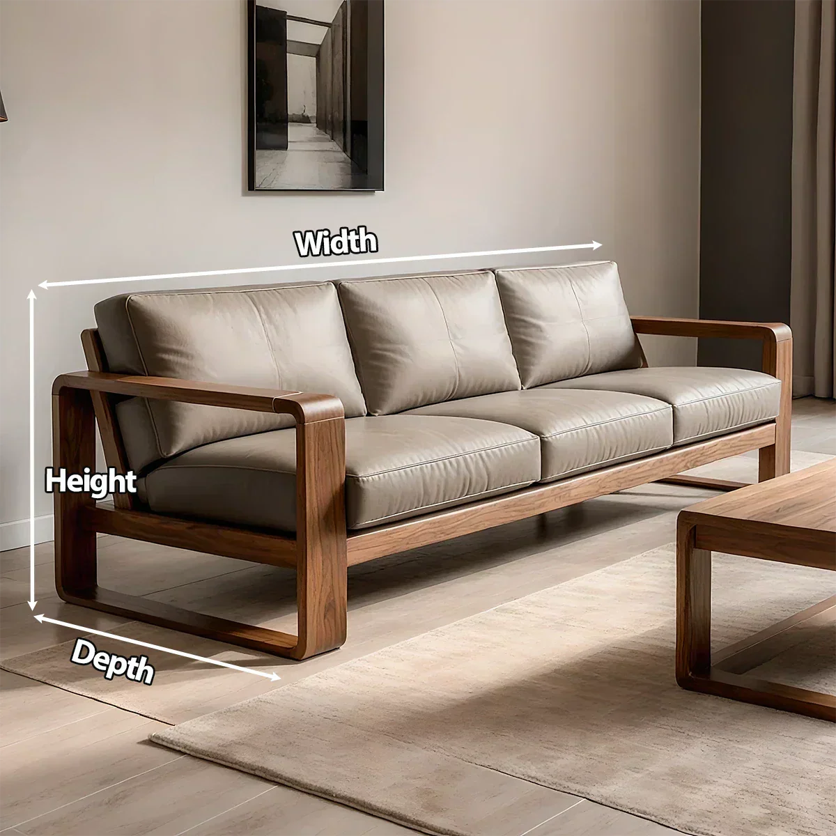 Premium Leather Sofa – Solid Wood Frame, Modern Contemporary Style - Rustiracraft 