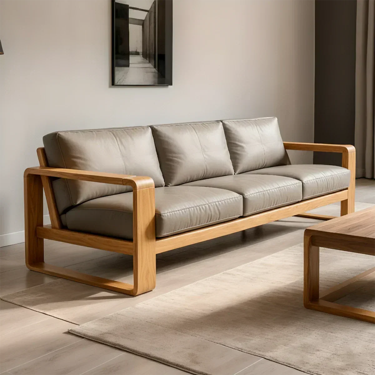 Premium Leather Sofa – Solid Wood Frame, Modern Contemporary Style - Rustiracraft 