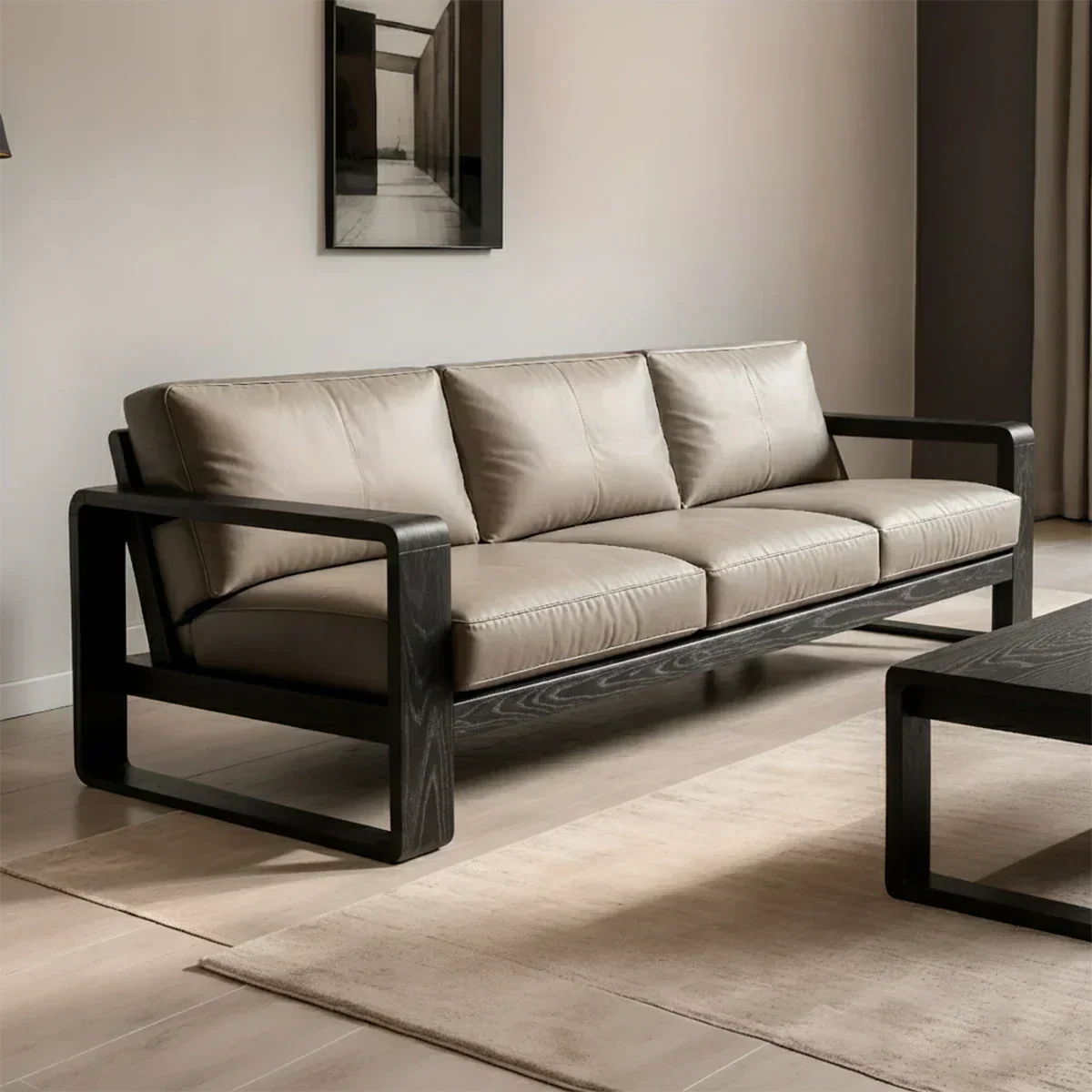 Premium Leather Sofa – Solid Wood Frame, Modern Contemporary Style - Rustiracraft 