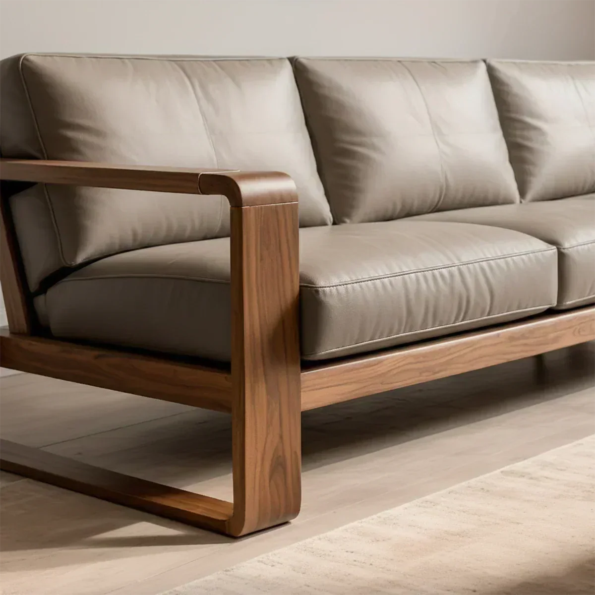 Premium Leather Sofa – Solid Wood Frame, Modern Contemporary Style - Rustiracraft