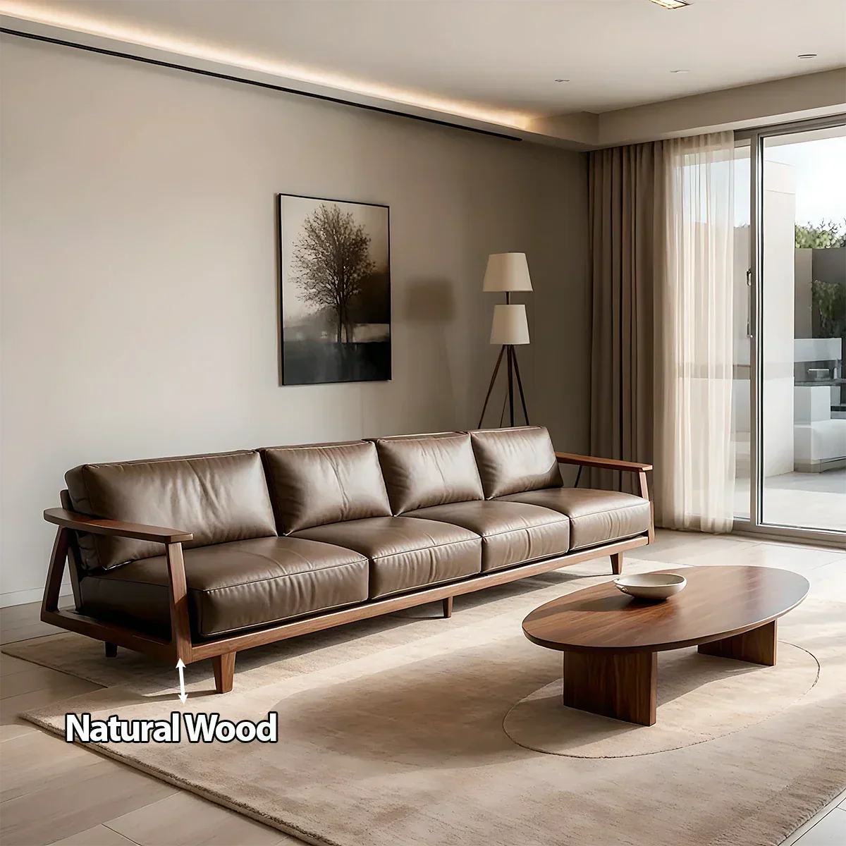 Premium Leather Sofa – Solid Wood Frame, Modern Minimalist Design - Rustiracraft 