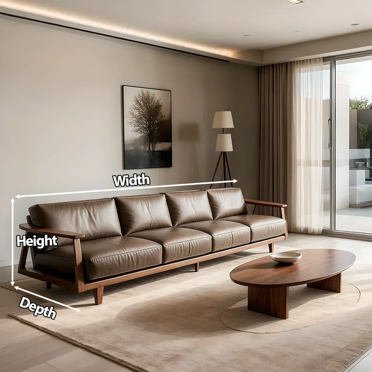 Premium Leather Sofa – Solid Wood Frame, Modern Minimalist Design - Rustiracraft 
