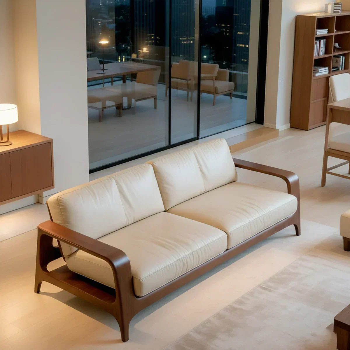 Premium Leather Solid Wood Sofa – Handcrafted Rustic Modern Design - Rustiracraft 