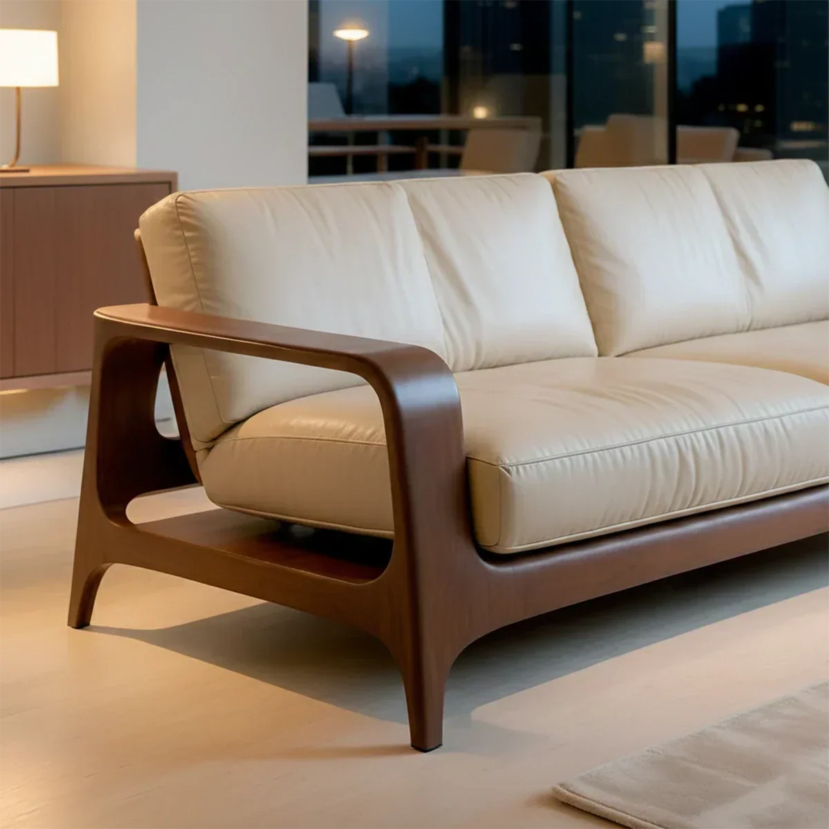 Premium Leather Solid Wood Sofa – Handcrafted Rustic Modern Design - Rustiracraft 