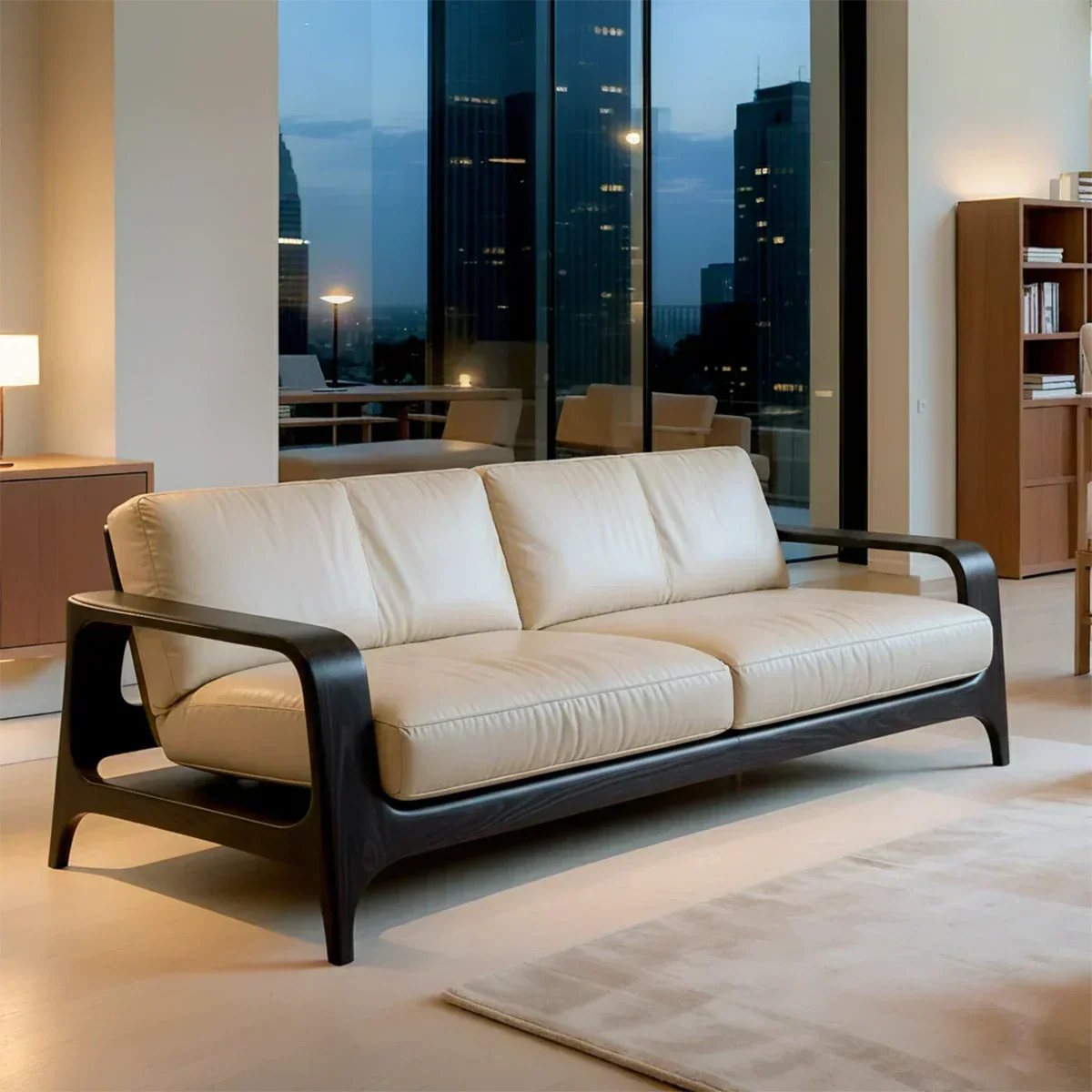 Premium Leather Solid Wood Sofa – Handcrafted Rustic Modern Design - Rustiracraft 