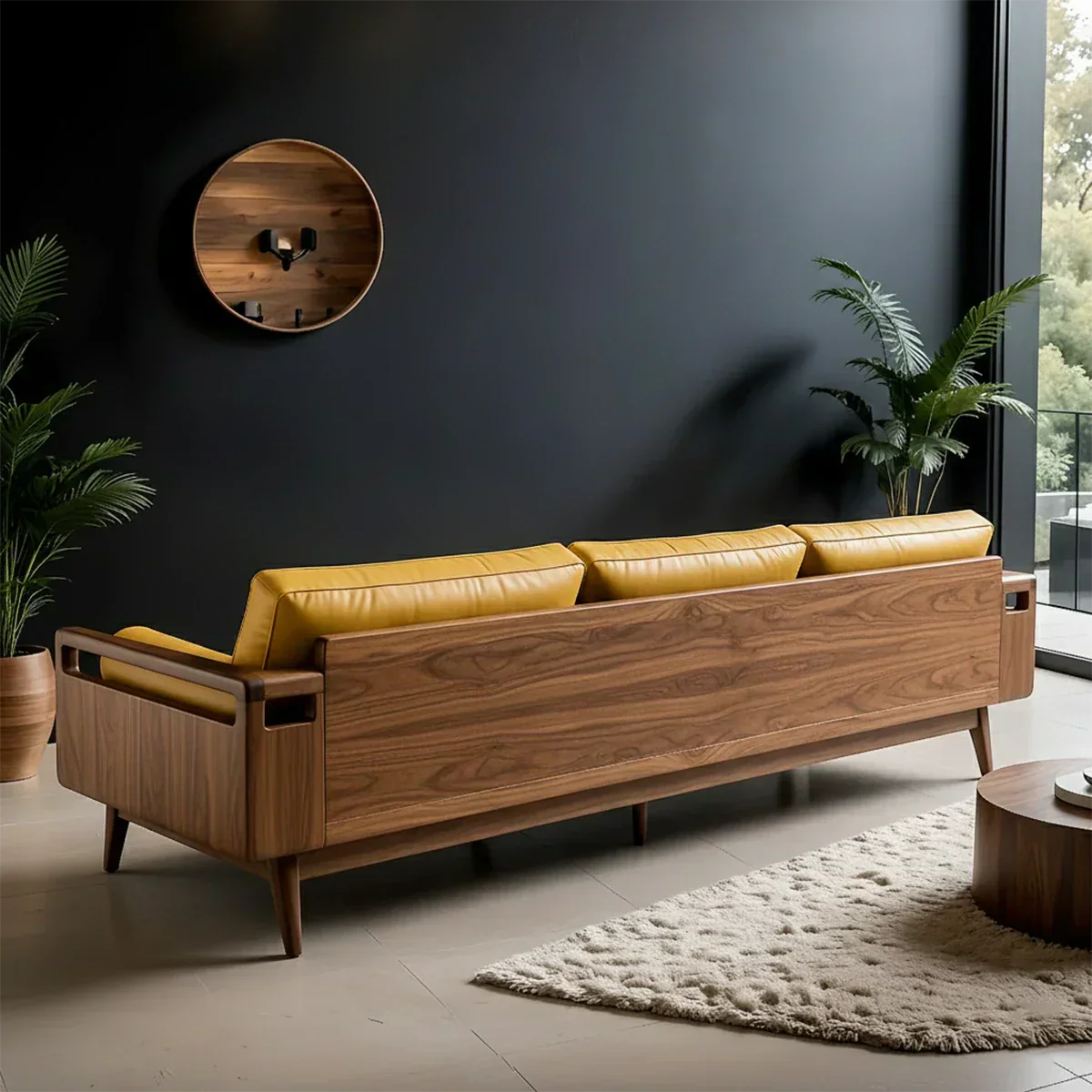 Premium Leather Solid Wood Sofa – Handcrafted Rustic Modern Design - Rustiracraft 