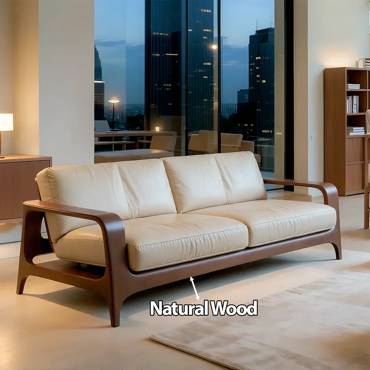 Premium Leather Solid Wood Sofa – Handcrafted Rustic Modern Design - Rustiracraft