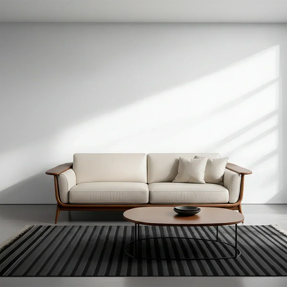 Premium Leather Solid Wood Sofa – Modern Minimalist Design - Rustiracraft 